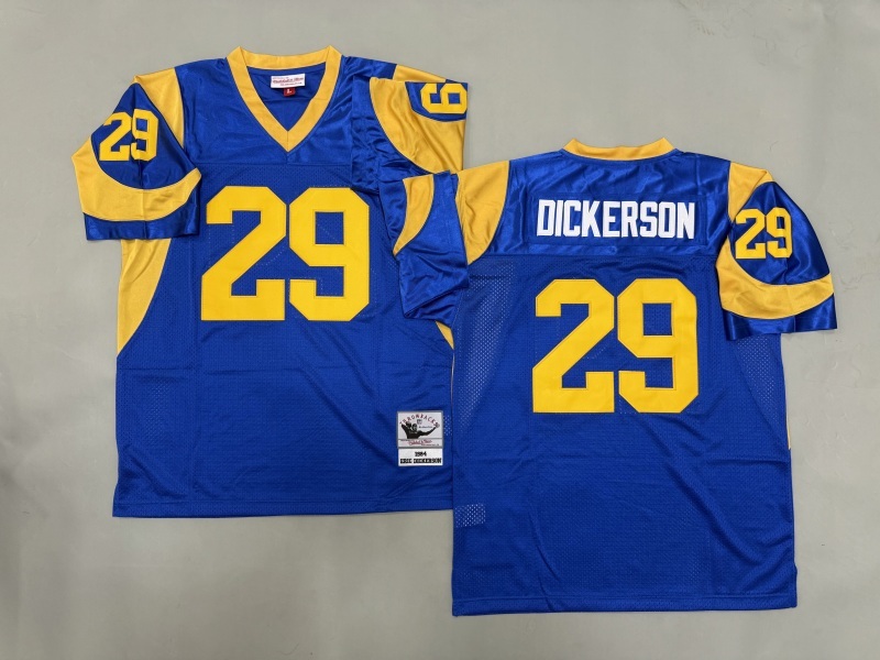 Men 2025 Los Angeles Rams #29 Dickerson blue Throwback Limited NFL Jersey style 001